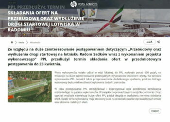 Przetarg na przebudowę pasa startowego na radomskim lotnisku przedłużony
