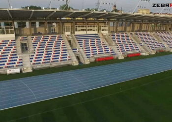 Raport piłkarski: stadion przy ul. Narutowicza z lotu ptaka